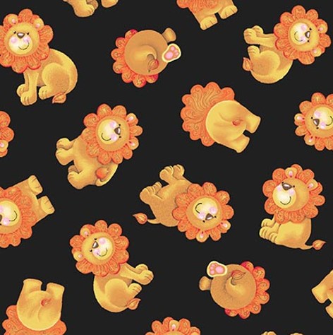 Born to be Wild Tossed Lions Black by Delphine Cubitt for Henry Glass Fabrics