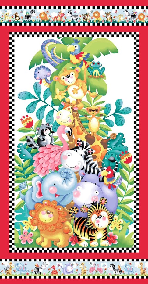 Born to be Wild Jungle Panel by Delphine Cubitt for Henry Glass Fabrics