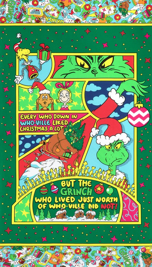 How the Grinch Stole Christmas Whoville Panel by Dr. Seuss Enterprises for Robert Kaufman