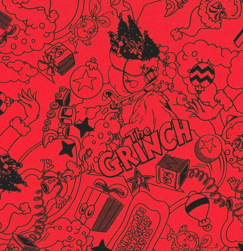 How the Grinch Stole Christmas Grinch Tonal Red by Dr. Seuss Enterprises fro Robert Kaufman Fabrics
