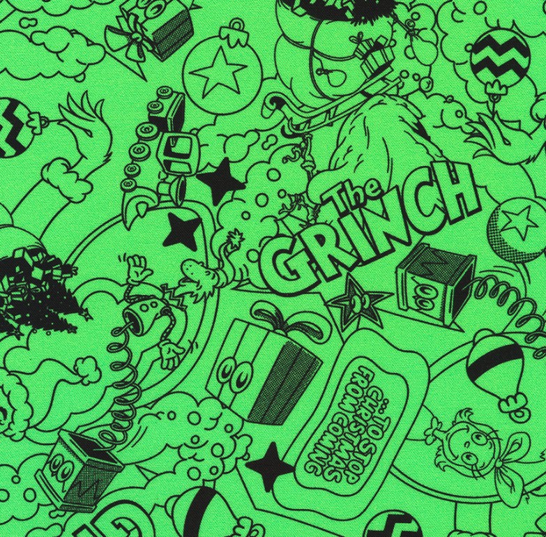 How the Grinch Stole Christmas Grinch Tonal Green by Dr. Seuss Enterprises fro Robert Kaufman Fabrics