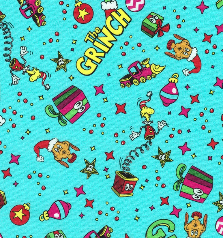 How the Grinch Stole Christmas Tossed Icons Snow by Dr. Seuss Enterprises for Robert Kaufman Fabrics