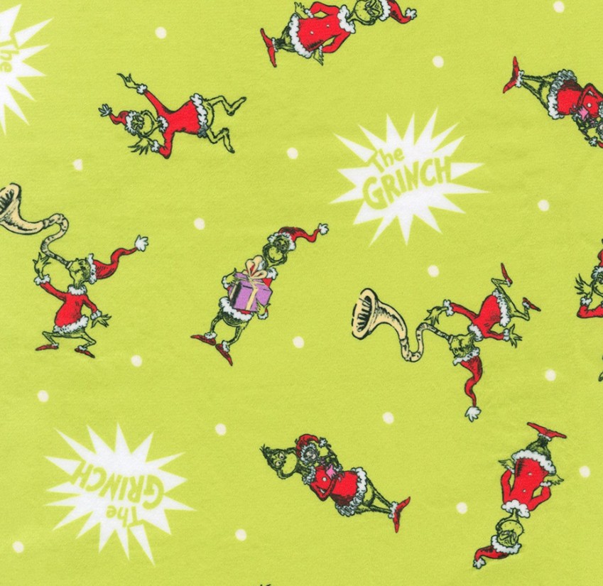 How the Grinch Stole Christmas Minky Grinch Holiday Green by Dr. Seuss Enterprises for Robert Kaufman