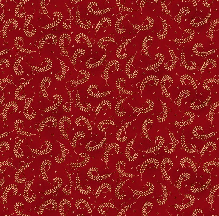 Scrap Basket Favorites Looped Leaves Cranberry by Kim Diehl for Henry Glass Fabrics