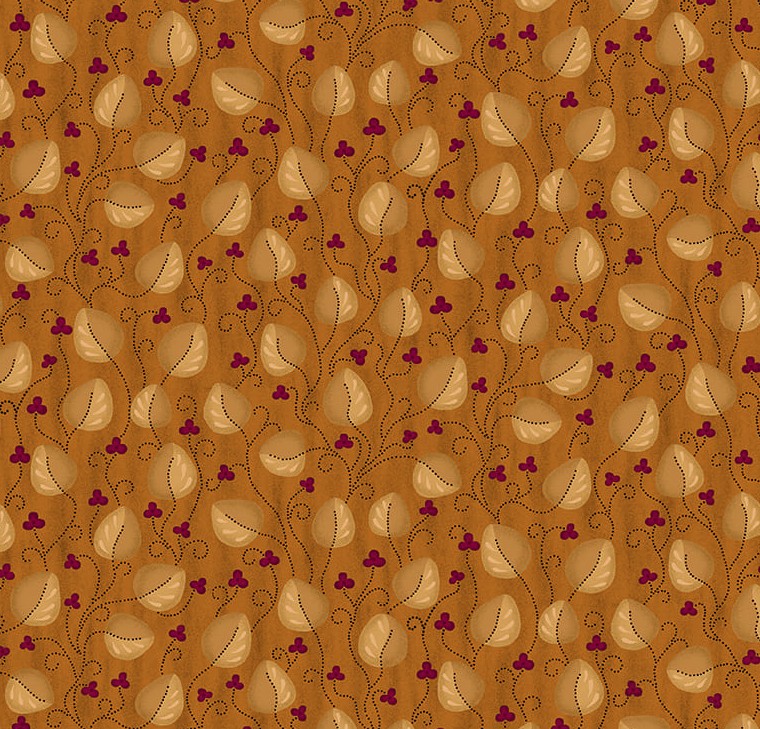 Scrap Basket Favorites Meandering Leaves Orange by Kim Diehl for Henry Glass Fabrics