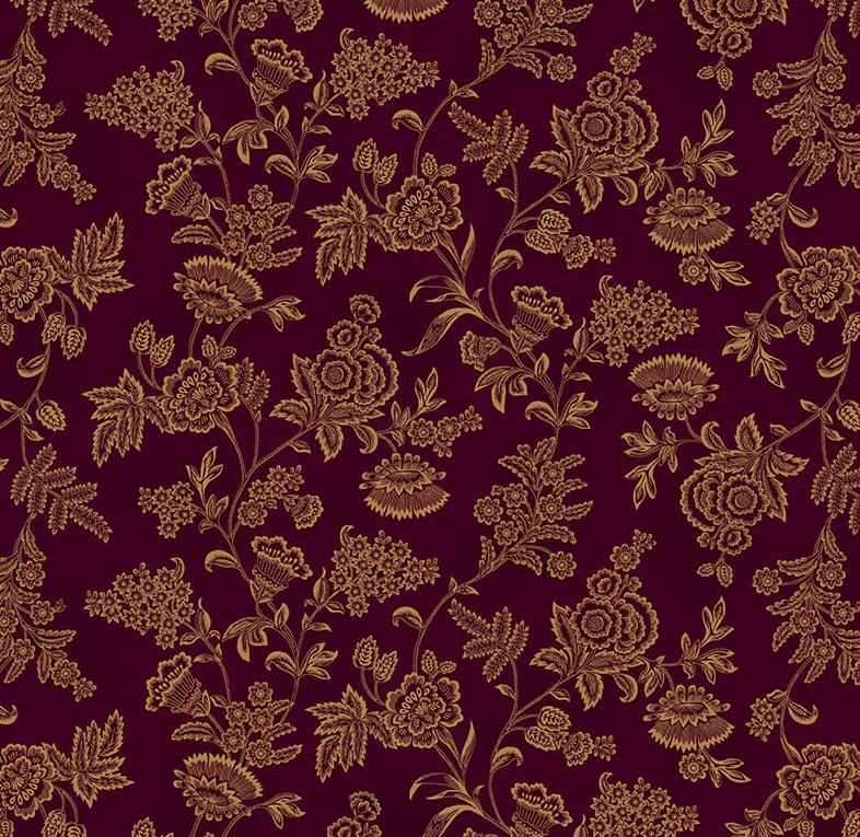 Scrap Basket Favorites Etched Floral Eggplant by Kim Diehl for Henry Glass Fabrics