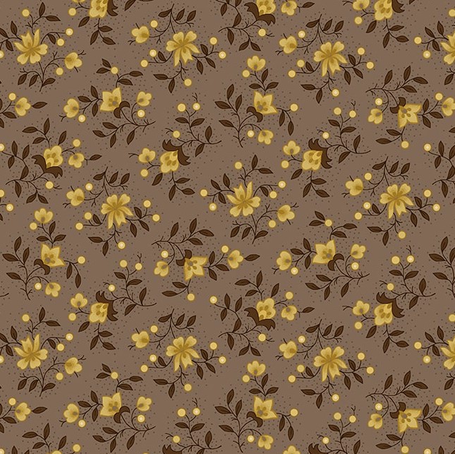 Scrap Basket Favorites Blossom Sprays Taupe Gray by Kim Diehl for Henry Glass Fabrics