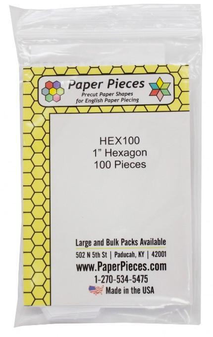 Paper Piece Hexagons 1" 100 Pieces