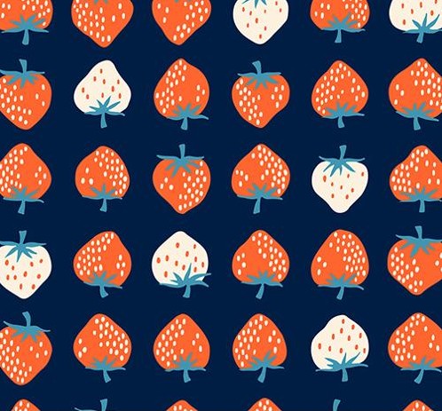 Strawberry Retro Strawberry Navy by Ruby Star Society