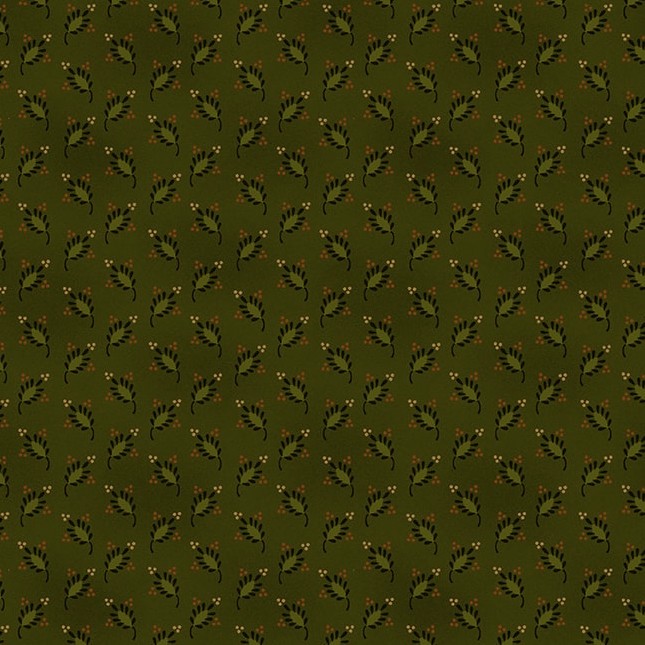 Scrap Basket Favorites Feathered Leaves Green by Kim Diehl for Henry Glass Fabrics