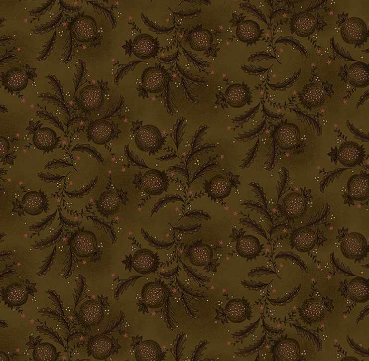 Scrap Basket Favorites Pomegranate Patch Brown by Kim Diehl for Henry Glass Fabrics