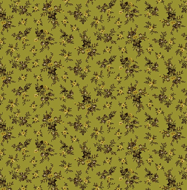 Scrap Basket Favorites Pressed Flowers Green by Kim Diehl for Henry Glass Fabrics