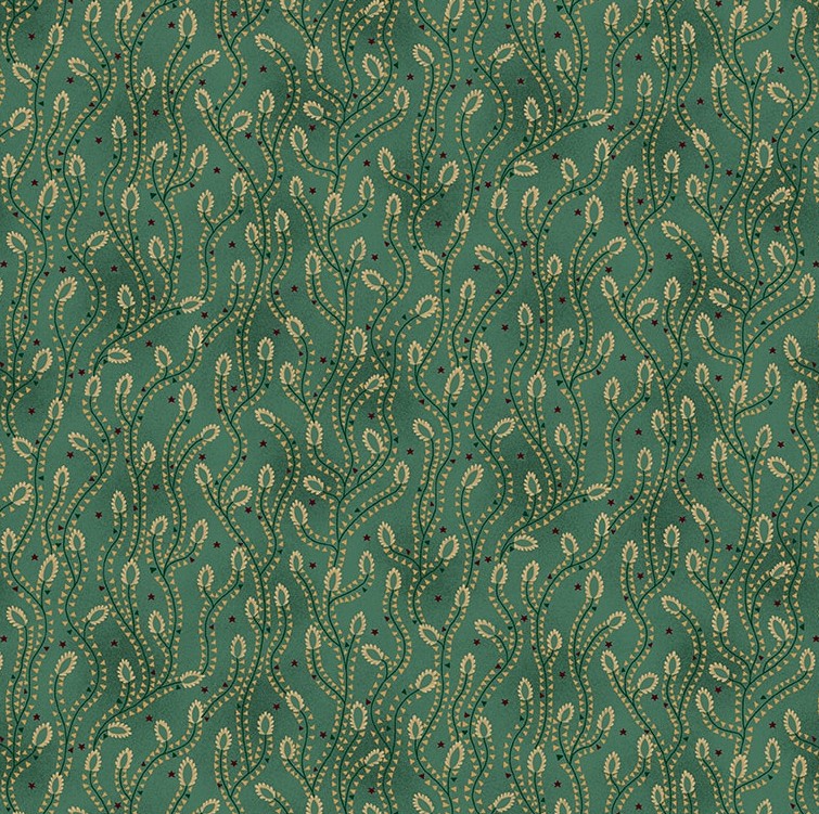 Scrap Basket Favorites Triangle Vines Turquoise by Kim Diehl for Henry Glass Fabrics