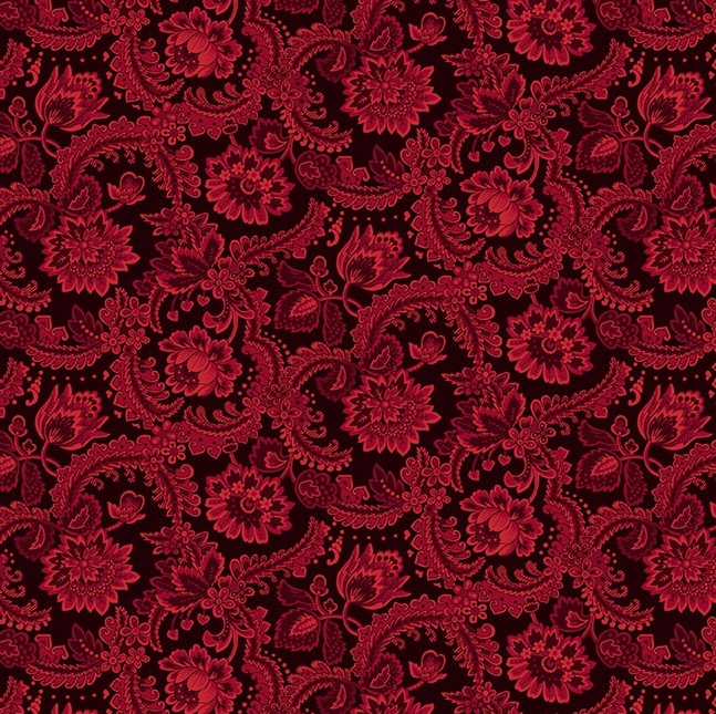 Scrap Basket Favorites Fancy Foulard Cranberry by Kim Diehl for Henry Glass Fabrics