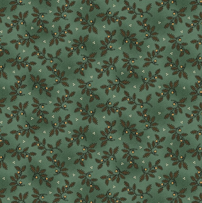 Scrap Basket Favorites Acorn Branches Blue by Kim Diehl for Henry Glass Fabrics