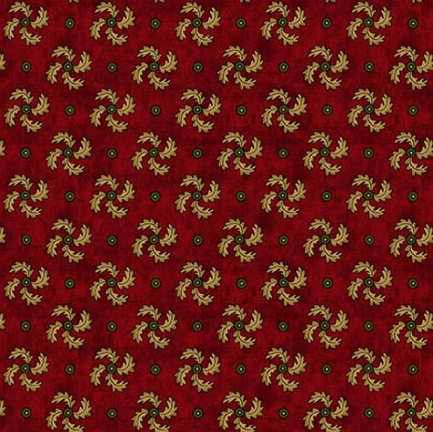 Scrap Basket Favorites Swirled Feathers Cranberry by Kim Diehl for Henry Glass Fabrics