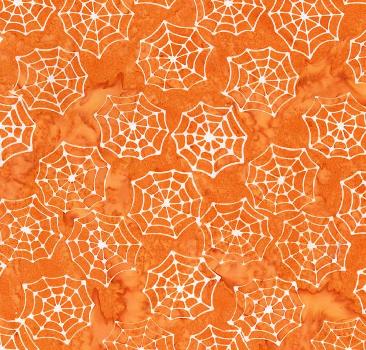 Expressions Batiks Fright This Way Webs Tangerine by Sandy Gervais for Riley Blake Designs