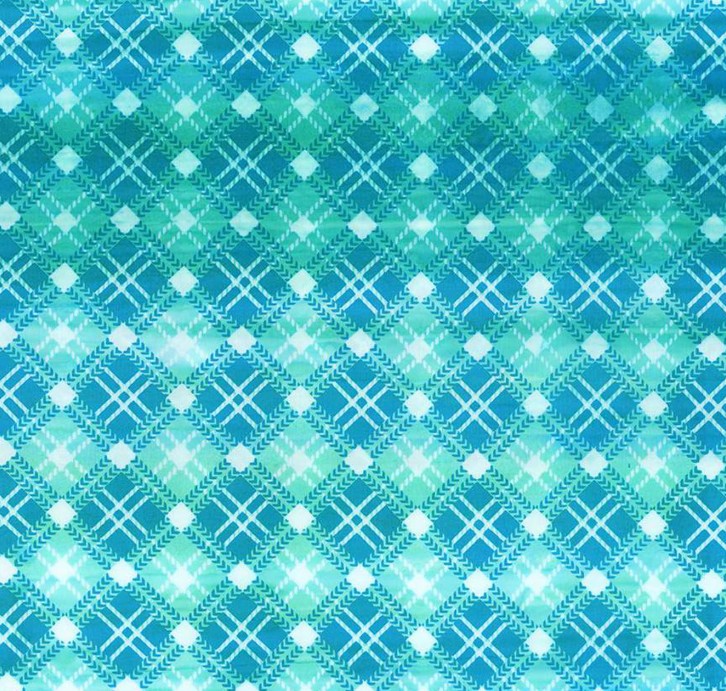 Expressions Batiks A Touch of Celtic Diagonal Plaid Aquamarine by Patience Griffin for Riley Blake Designs