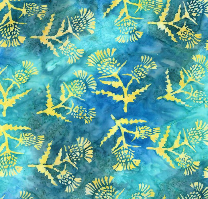 Expressions Batiks A Touch of Celtic Thistles Coastal Shimmer by Patience Griffin for Riley Blake Designs