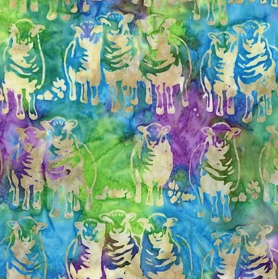 Expressions Batiks A Touch of Celtic Sheep Mardi Gras by Patience Griffin for Riley Blake Designs