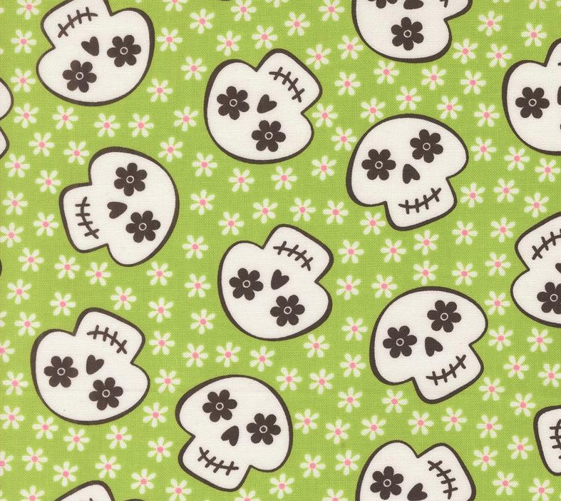 Fab Boo Lous Cherry Skull Green Slime by Me and My Sister Designs for Moda Fabrics