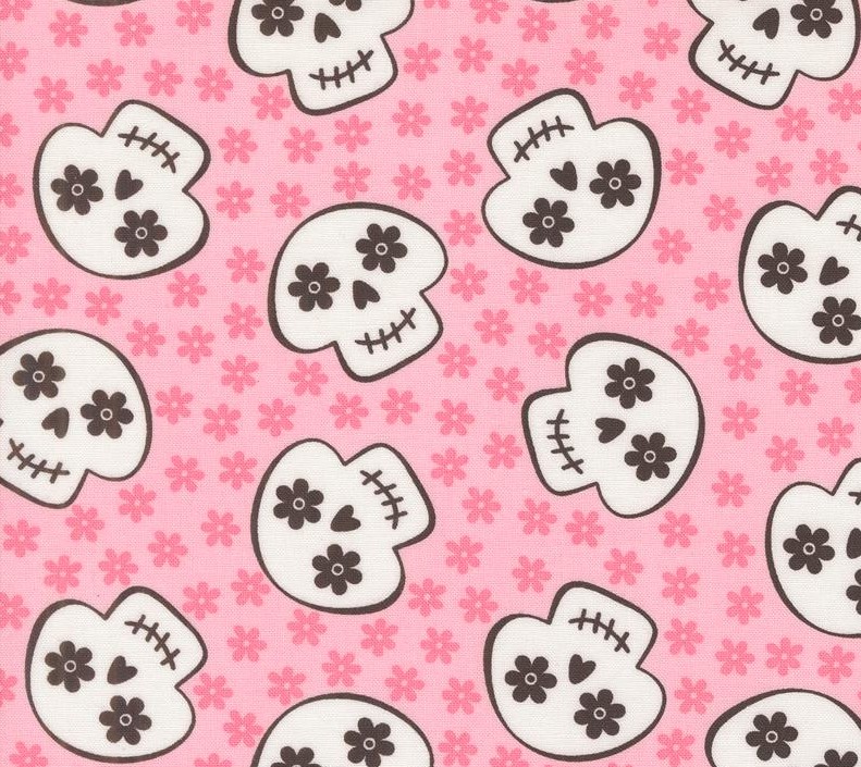 Fab Boo Lous Cherry Skull Candy Pink by Me and My Sister Designs for Moda Fabrics