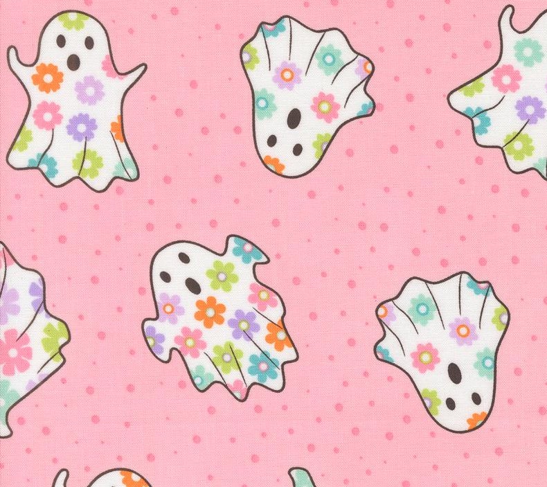 Fab Boo Lous Dancing Ghosts Candy Pink by Me and My Sister Designs for Moda Fabrics