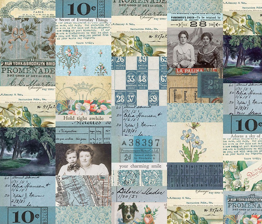 Palette Blue Collage Blue by Tim Holtz for FreeSpirit Fabrics