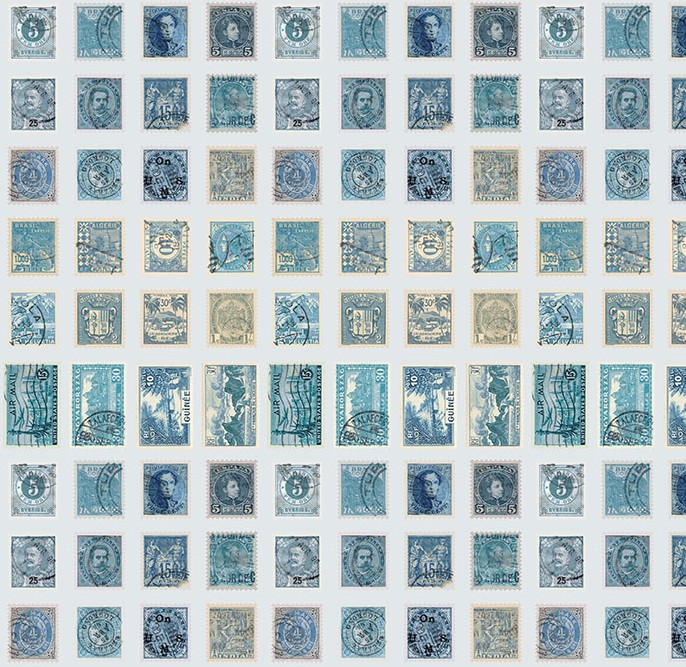 Palette Blue Stamps Blue by Tim Holtz for FreeSpirit Fabrics