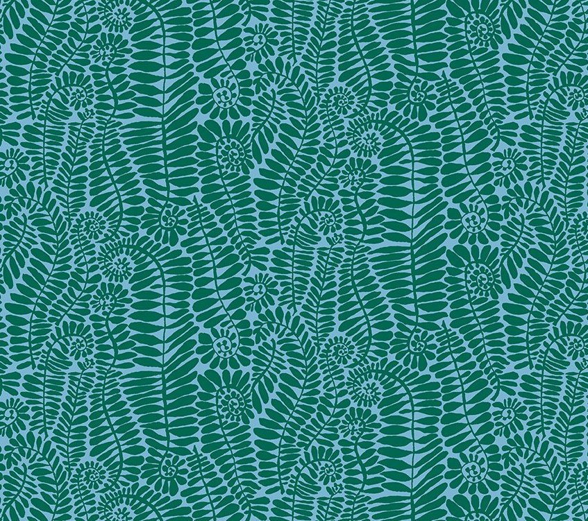 Kaffe Fassett Collective SM Fronds Turquoise by Brandon Mably for Kaffe Fassett