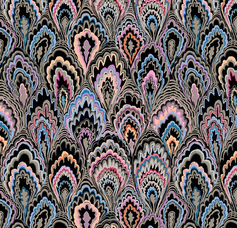 Kaffe Fassett Collective Marble Scallops Black by Kaffe Fassett