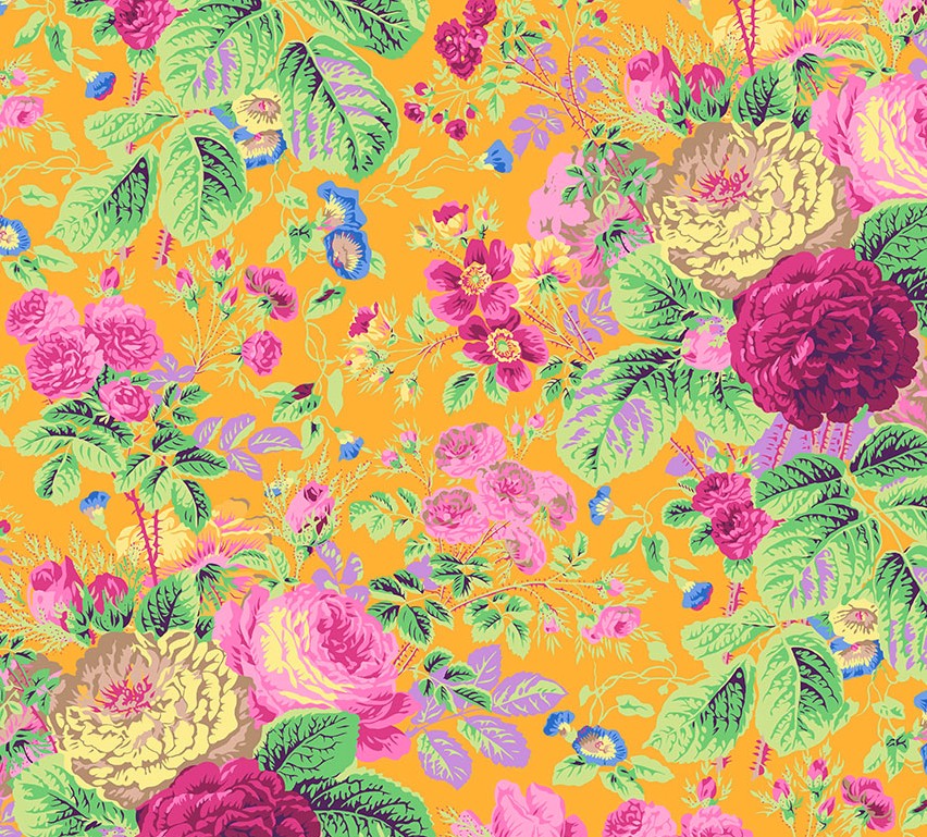 Kaffe Fassett Collective Gradi Floral Gold by Philip Jacobs for Kaffe Fassett