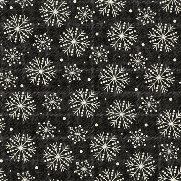 Holly Jolly Flannel Snowflakes Black by Bonnie Sullivan for Maywood Studio