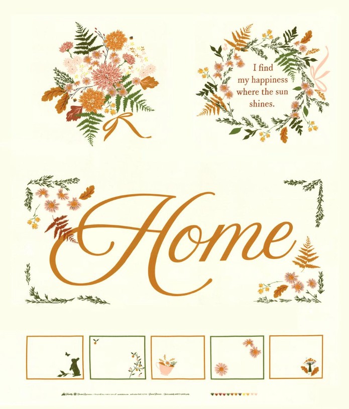 Frivolity Floral Mushroom Panel Porcelain by Sweetfire Road for Moda Fabrics