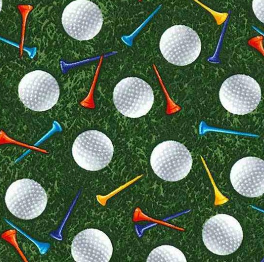 Golf Balls & Tees in Grass from Timeless Treasures