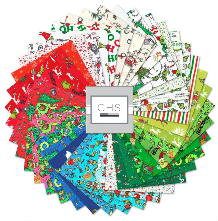 How the Grinch Stole Christmas Grinchmas Colorstory Charm Square by Dr. Seuss Enterprises for Robert Kaufman Fabrics