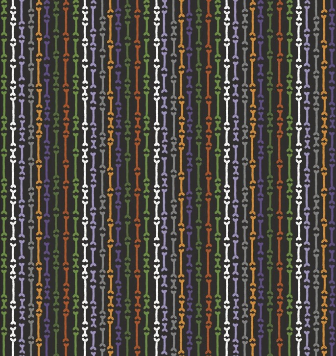 Monster Squad No Bones About It Black by Scott Barnes for 3 Wishes Fabrics