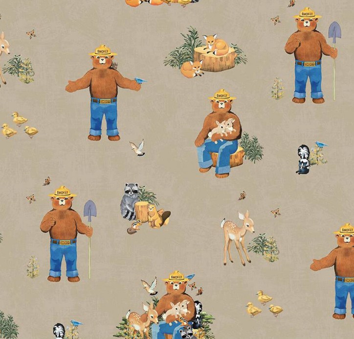 Friends of Smokey Bear Main Sand from Riley Blake Designs