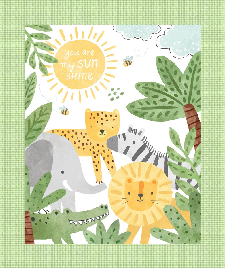Sunny Safari You Are My SUNshine Panel from Northcott Fabrics