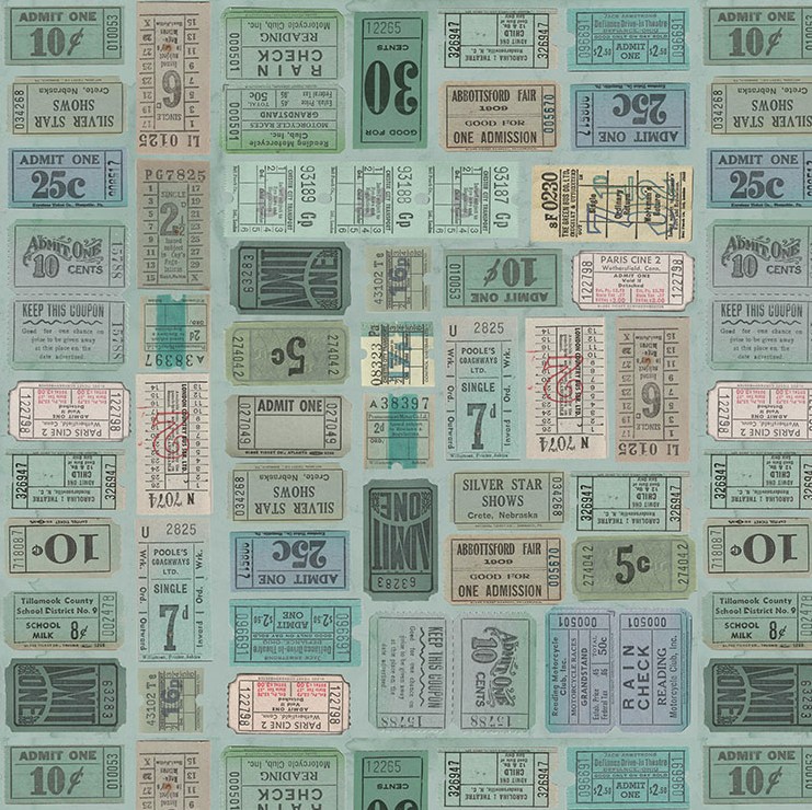 Palette Teal Tickets Teal by Tim Holtz for Freespirit Fabrics