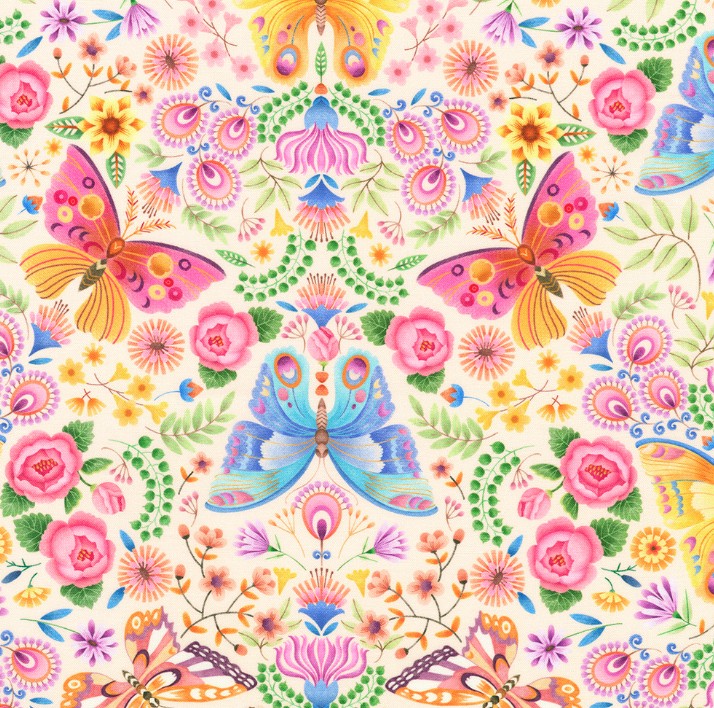 Flutter Butterfly Garden Spring by Pimlada Phuapradit for Robert Kaufman Fabrics