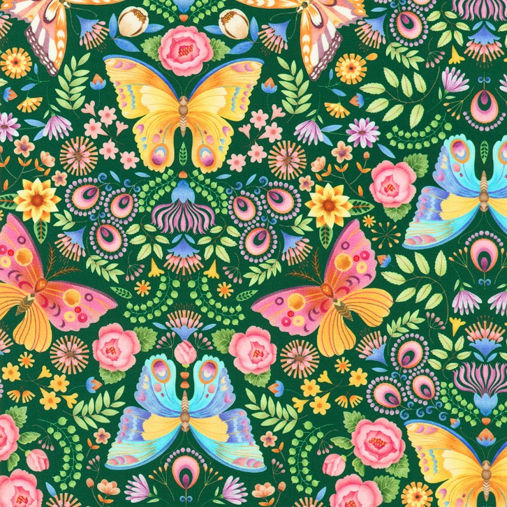 Flutter Butterfly Garden Garden by Pimlada Phuapradit for Robert Kaufman Fabrics