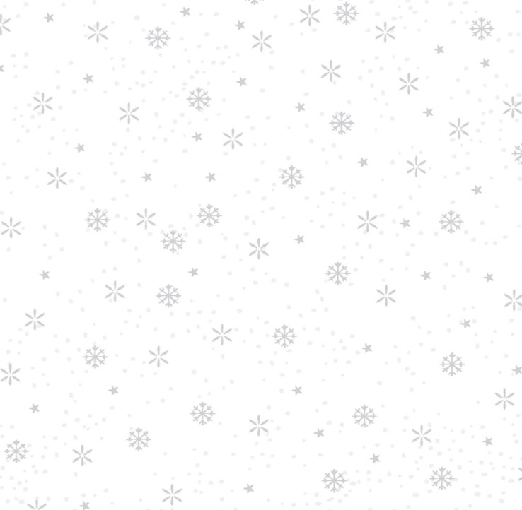 We Love Christmas Scattered Snowflakes with Metallic White by Stof Fabrics for Blank Quilting