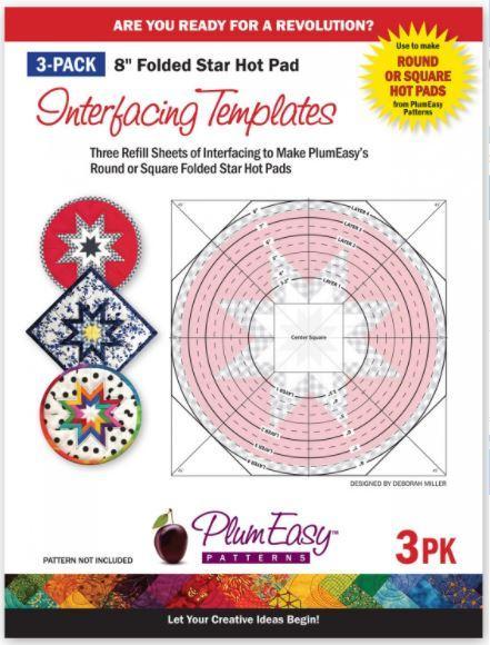 Folded Star Hot Pad Interfacing Templates 3 pack from Plum Easy