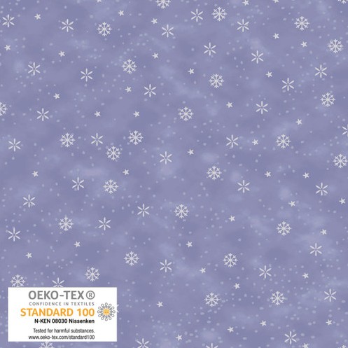 We Love Christmas Scattered Snowflakes with Metallic Light Blue by Stof Fabrics for Blank Quilting