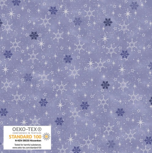 We Love Christmas Snowflakes with Metallic Light Blue by Stof Fabrics for Blank Quilting