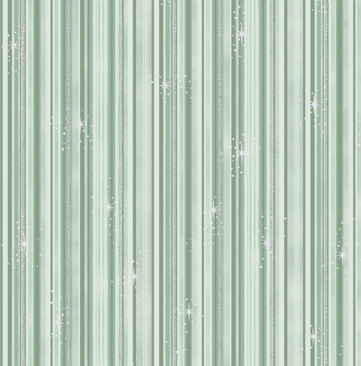 We Love Christmas Stripes with Metallic Dusty Green by Stof Fabrics for Blank Quilting