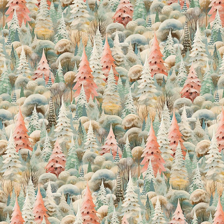 Comfort & Joy Allover Trees Light Aqua by Michael Ward for Blank Textiles