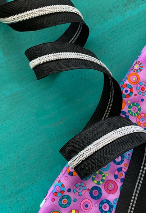 Black Zipper Tape with Nickel Teeth from Sassafrass Design