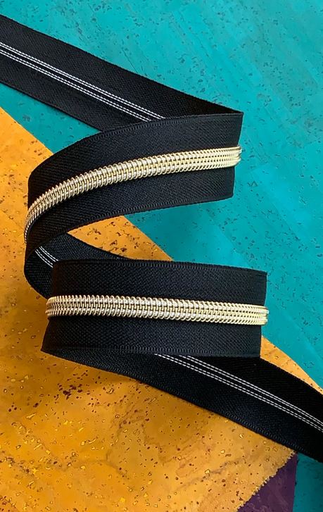 Zipper Tape with Gold Teeth from Sassafrass Design